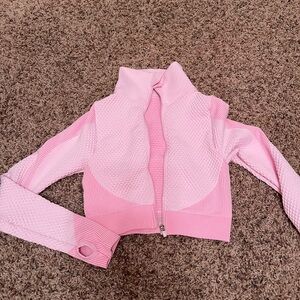 2 PCS set- gym croptop jacket & matching leggings
